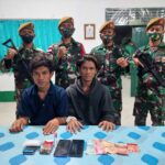 Satgas Pantas Yonarmed 18/ Komposit Pos Aji Kuning Gagalkan Dua Orang Membawa Sabu