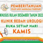 Khusus Desember, Jadwal Klinik Bedah Urologi di RS Andi Makkasau Berubah