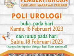 Poli Urologi di RSUD Andi Makkasau Pindah Jadwal Pelayanan