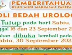 RSAM Pemkot dan Tutup Sementara Poli Bedah Urologi, Buka 30 September 2023 Mendatang