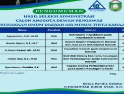 Pengumuman Hasil Seleksi Administrasi Calon Anggota Dewas PAM Tirta Karajae Parepare