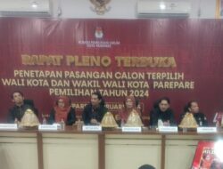 Pasca Putusan MK, KPU Kota Parepare Gelar Rapat Pleno Terbuka Penetapan Calon Terpilih Wali Kota Dan Wakil Wali Kota Parepare Pemilihan Tahun 2024
