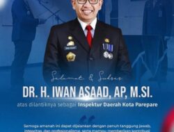 Iwan Asaad Resmi Menjadi Inspektur Daerah Kota Parepare, Pam Tirta Karajae Beri Ucapan Selamat
